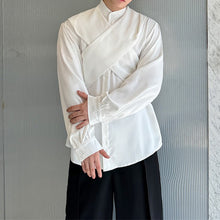 Load image into Gallery viewer, Cape Hooded Long Sleeve Draped Satin Shirt