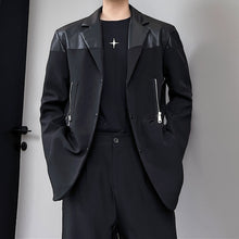 Load image into Gallery viewer, PU Leather Panel Blazer