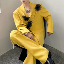 Load image into Gallery viewer, Ribbon Decorated Blazer Loose Straight Pants Two-piece Set