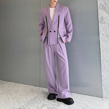 Load image into Gallery viewer, Double Zipper Deconstructed Shoulder Pad Suit Jacket and Trousers Two-piece Suit