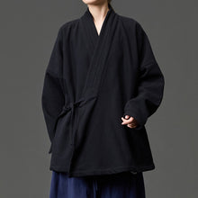 Load image into Gallery viewer, Fleece Lined Diagonal Placket Loose Hanfu Cardigan