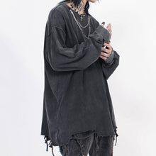 Load image into Gallery viewer, Distressed Washed Hem Hand Cut Holes Loose T-shirt