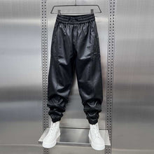 Load image into Gallery viewer, Thickened Velvet PU Leather Warm Harem Pants