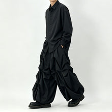 Load image into Gallery viewer, Japanese High-waist Loose Pleated Wide-leg Cropped Skirt-pants