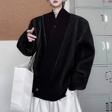 Load image into Gallery viewer, Retro Striped V-neck Diagonal Button Knit Cardigan