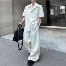 Load image into Gallery viewer, Lapel Shoulder Pad Casual Short Sleeve Shirt Wide Leg Trousers Two-piece Set