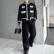 Load image into Gallery viewer, Round Neck Patchwork Raw Edge Suit Jacket