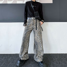 Load image into Gallery viewer, Leopard Print Straight-leg Baggy Jeans