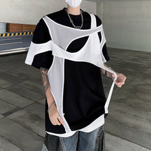 Load image into Gallery viewer, Contrast Color Stitching Lace-up T-shirt