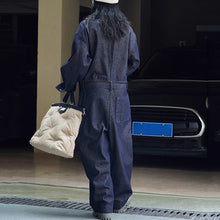 Load image into Gallery viewer, Denim Workwear Loose Lace-up Jumpsuit