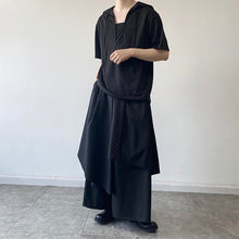 Load image into Gallery viewer, Navy Collar Tie Short Sleeve T-Shirt