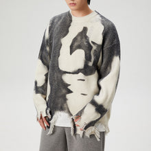 Load image into Gallery viewer, Tie-dye Paneled Fringed Ripped Sweater
