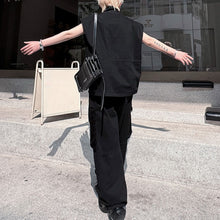 Load image into Gallery viewer, Japanese Retro Stand Collar Vest Wide Leg Loose Trousers Two-piece Set