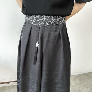 Embroidered Jacquard Fringed Trousers