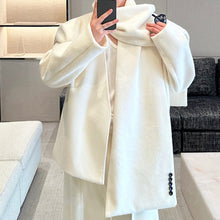 Load image into Gallery viewer, Woolen Elegant Collarless Suit Jacket Scarf and Casual Pants Three-piece Suit