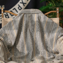 Load image into Gallery viewer, Striped Point Collar Cargo Loose Shirt