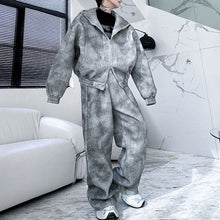 Load image into Gallery viewer, Printed Hooded Long Sleeve Sweater American Casual Pants Two-piece Set