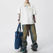 Load image into Gallery viewer, American Retro Polo Collar Loose T-shirt