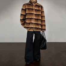 Load image into Gallery viewer, Stripe Warm Artificial Fur Cotton-padded Jacket