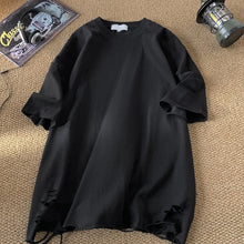 Load image into Gallery viewer, Ripped Solid Color Round Neck T-shirt