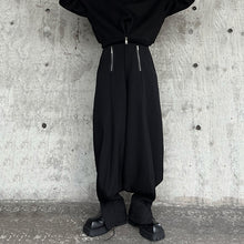 Load image into Gallery viewer, Black Zipper Style Casual Loose Draped Leggings Pants
