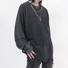 Load image into Gallery viewer, Distressed Washed Hem Hand Cut Holes Loose T-shirt