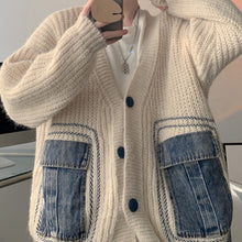 Load image into Gallery viewer, Lazy Denim Pocket Patchwork Sweater Jacket