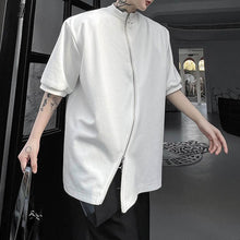 Load image into Gallery viewer, Half Turtleneck Curved Double Zip Shoulder Padded Shirt