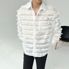 Load image into Gallery viewer, Tassel Striped Hollow Loose Shirt