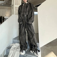 Load image into Gallery viewer, Printed Zipper Casual Hooded Sweatshirt Loose Trousers Two-piece Set