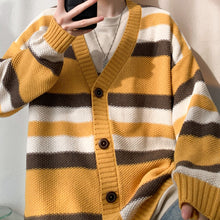 Load image into Gallery viewer, Retro Contrast Striped V-neck Drop Sleeve Sweater