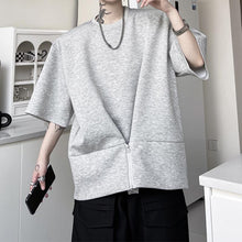 Load image into Gallery viewer, Hem Zipper Panel Shoulder Pads T-Shirt