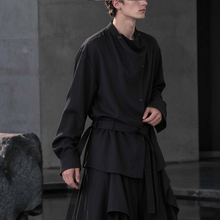 Load image into Gallery viewer, Irregular Slanted Placket Shirt and Trousers Two-piece set