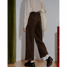 Load image into Gallery viewer, Vintage Rolled Hem Fur High Waist Straight Pants
