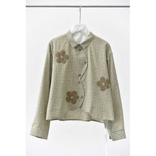 Load image into Gallery viewer, Women's Floral Patchwork Curved Hem Long-sleeved Shirt
