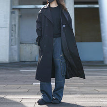 Load image into Gallery viewer, Black Knee-length Trench Coat