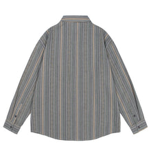 Load image into Gallery viewer, Striped Point Collar Cargo Loose Shirt