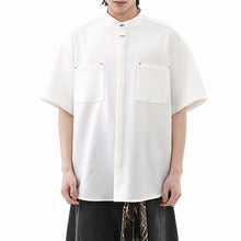 Load image into Gallery viewer, American Black Drape Stand Collar Casual Shirt