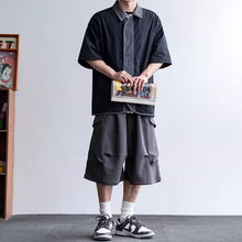 Load image into Gallery viewer, Middle Pleated Multi-pocket Cropped Sweatpants