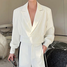 Load image into Gallery viewer, Shoulder Pad Short Jacket Wide Leg Pants Two Pieces Suit