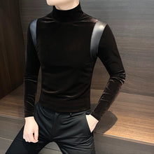 Load image into Gallery viewer, Gold Velvet Patchwork Bottoming Shirt