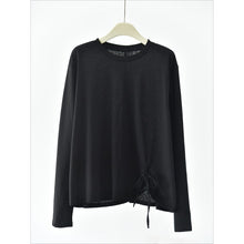Load image into Gallery viewer, Women's Side Drawstring Hanging Tie Adjustable Loose Long Sleeve T-Shirt