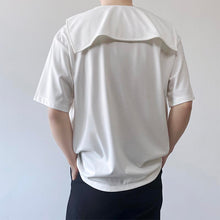 Load image into Gallery viewer, Navy Collar Tie Short Sleeve T-Shirt