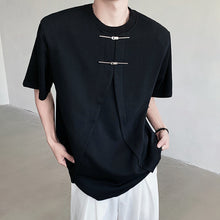 Load image into Gallery viewer, Short-Sleeved T-shirt With Metal Buttons