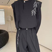Load image into Gallery viewer, Vintage Embroidered Bamboo Shirt Wide-leg Pants Two-piece Set