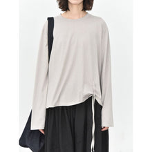 Load image into Gallery viewer, Women's Side Drawstring Hanging Tie Adjustable Loose Long Sleeve T-Shirt