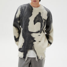 Load image into Gallery viewer, Tie-dye Paneled Fringed Ripped Sweater