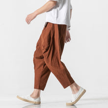Load image into Gallery viewer, Cotton and Linen Cuffed Wide Leg Harem Pants