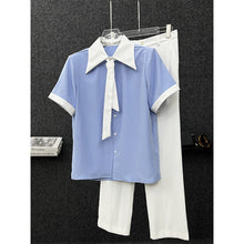 Load image into Gallery viewer, Casual Contrast Tie T-shirt