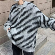 Load image into Gallery viewer, Zebra Print Thick Mink Fleece Knitted Sweater